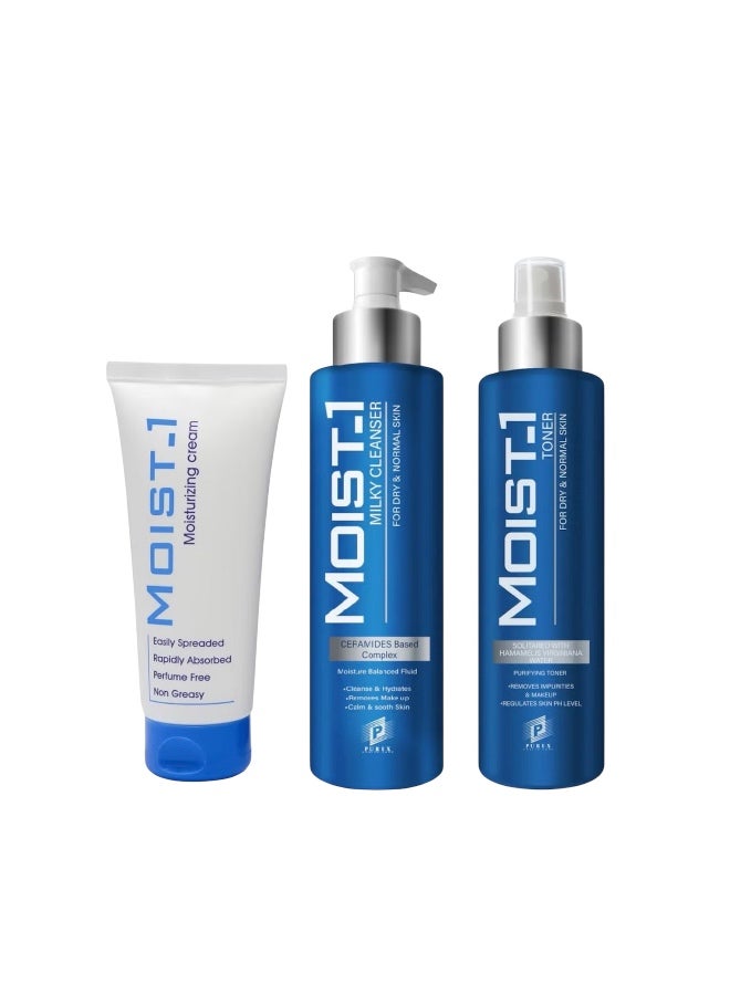 غسول مويست-1 الحليبي + كريم مرطب + تونر